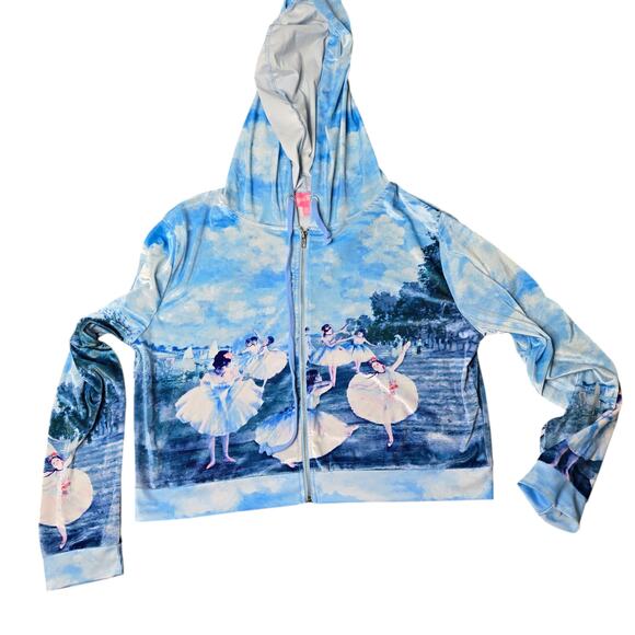 Sugar Thrillz  Rehearsal Cropped Ballerina Velvet Blue Hoodie Size: 3X - Picture 1 of 5